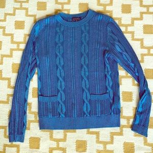 Brooks Brothers cable-knit shiny sweater Small